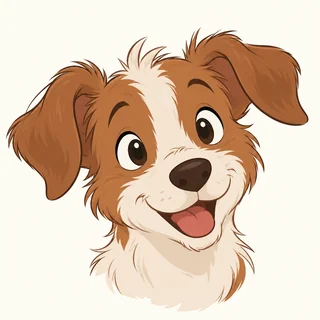 Krümel, ein fröhlicher Hund mit hellem Fell und braunen Schlappohren
