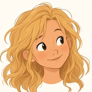 Mila, ein Mädchen mit langen, welligen blonden Haaren und Sommersprossen